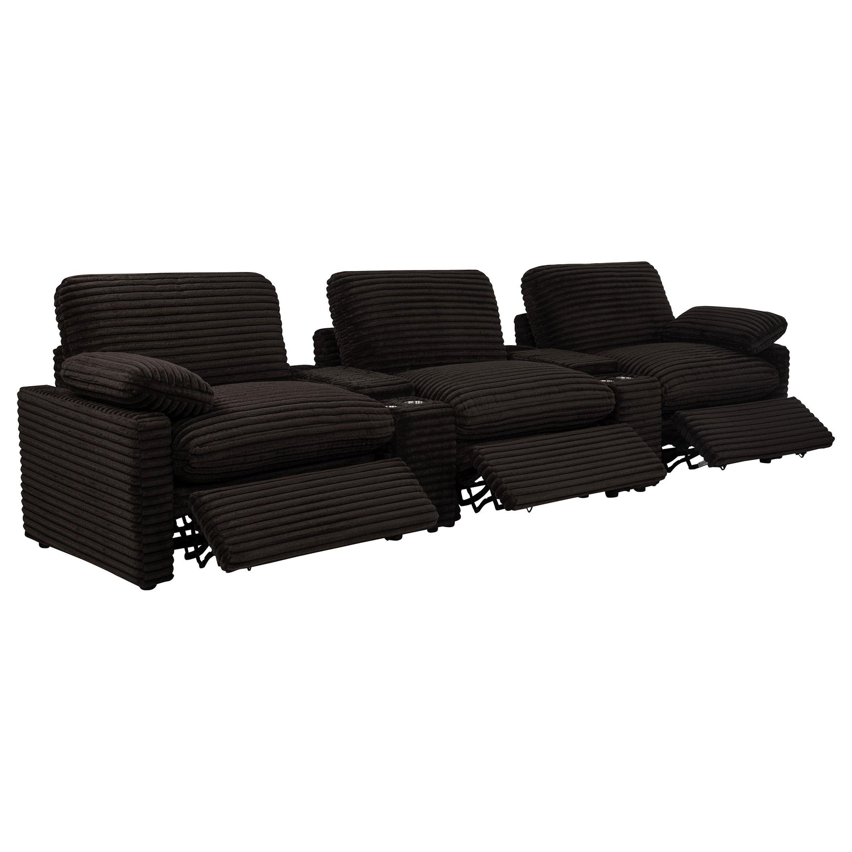 Console section with stainless steel cup holders of Collins seating