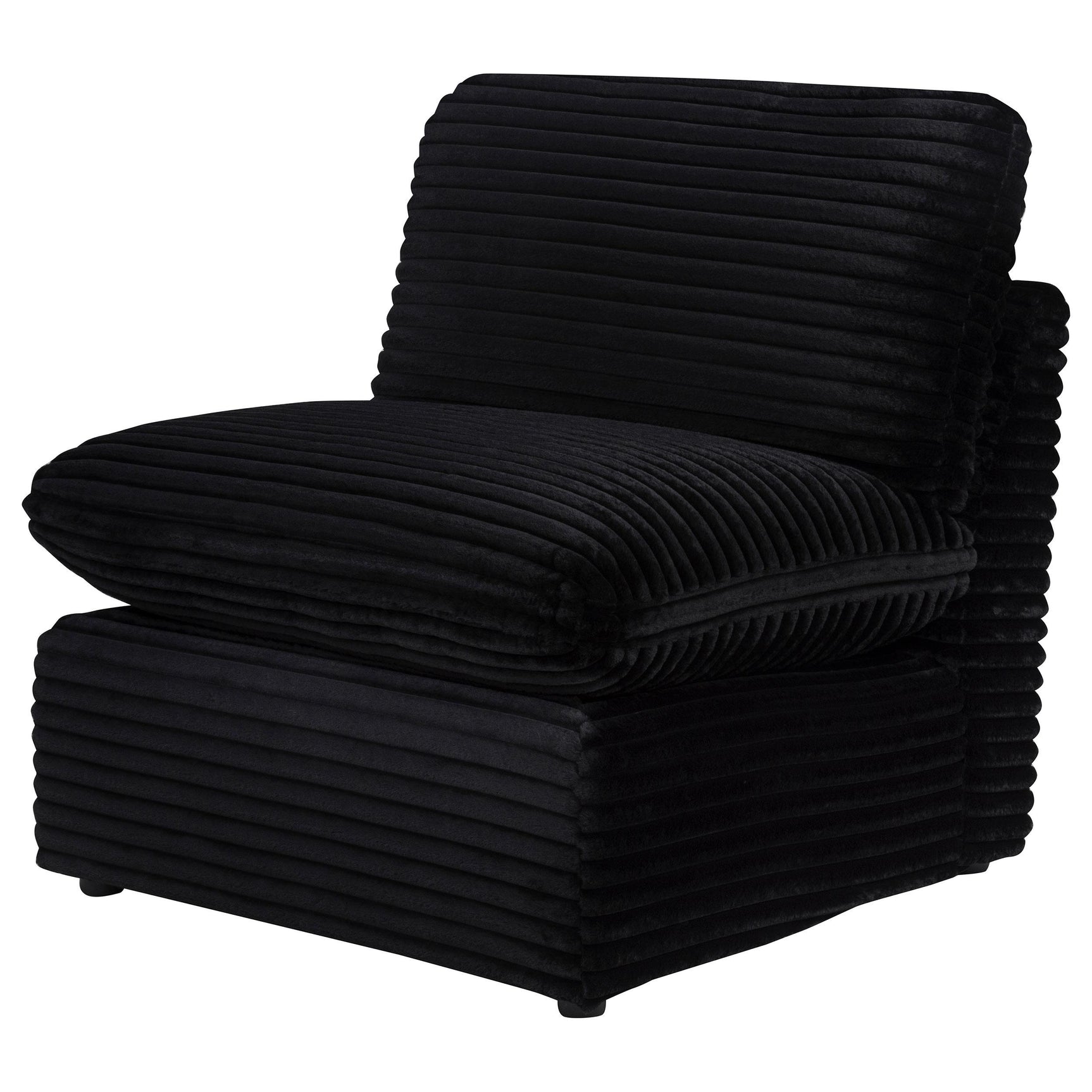 Side view of Collins modular armless chair in black