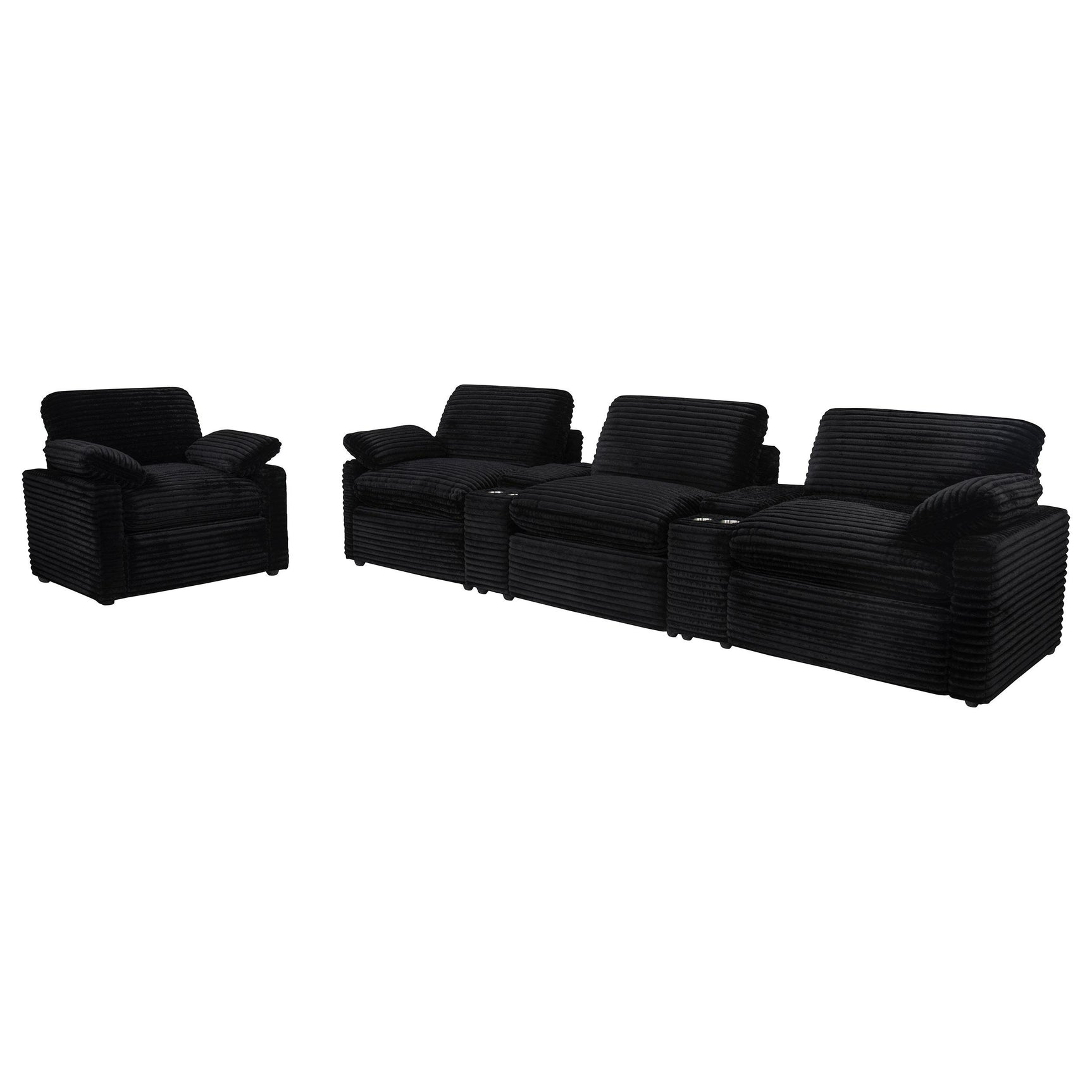 Side profile of recliner chair angled view