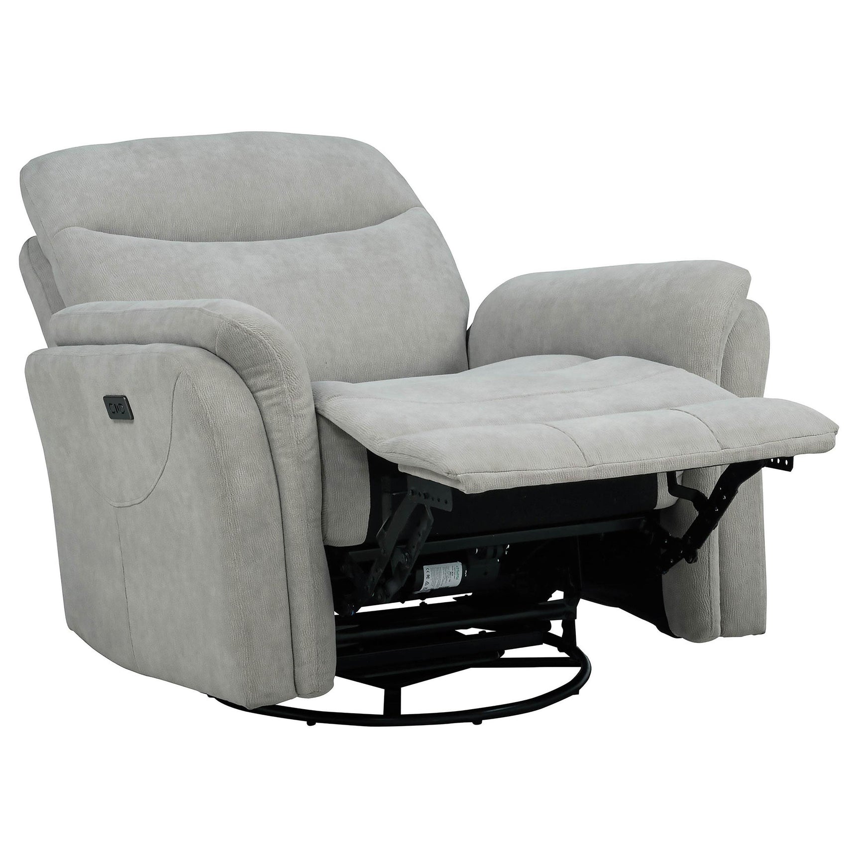 Adler recliner leg and plastic glide detail