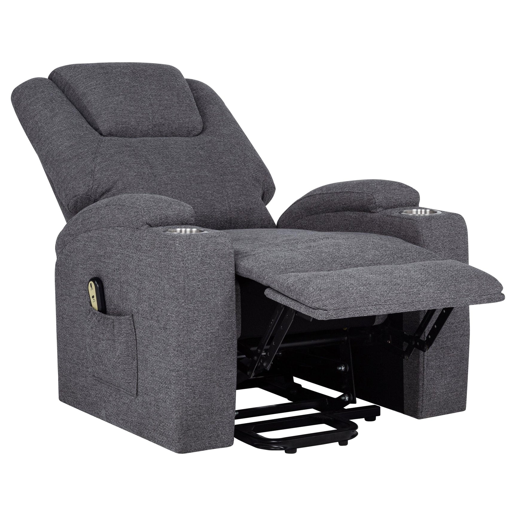 Louie Grey Chenille Power Lift Massage Recliner seated position
