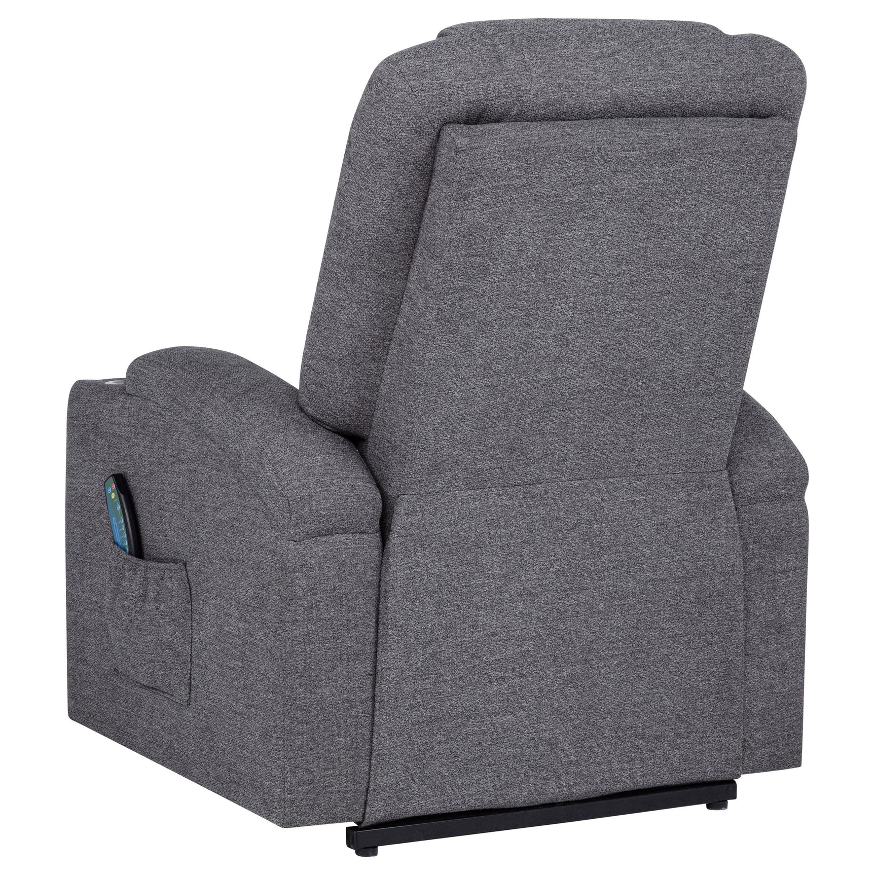 Louie Grey Chenille Power Lift Massage Recliner power lift mechanism in use