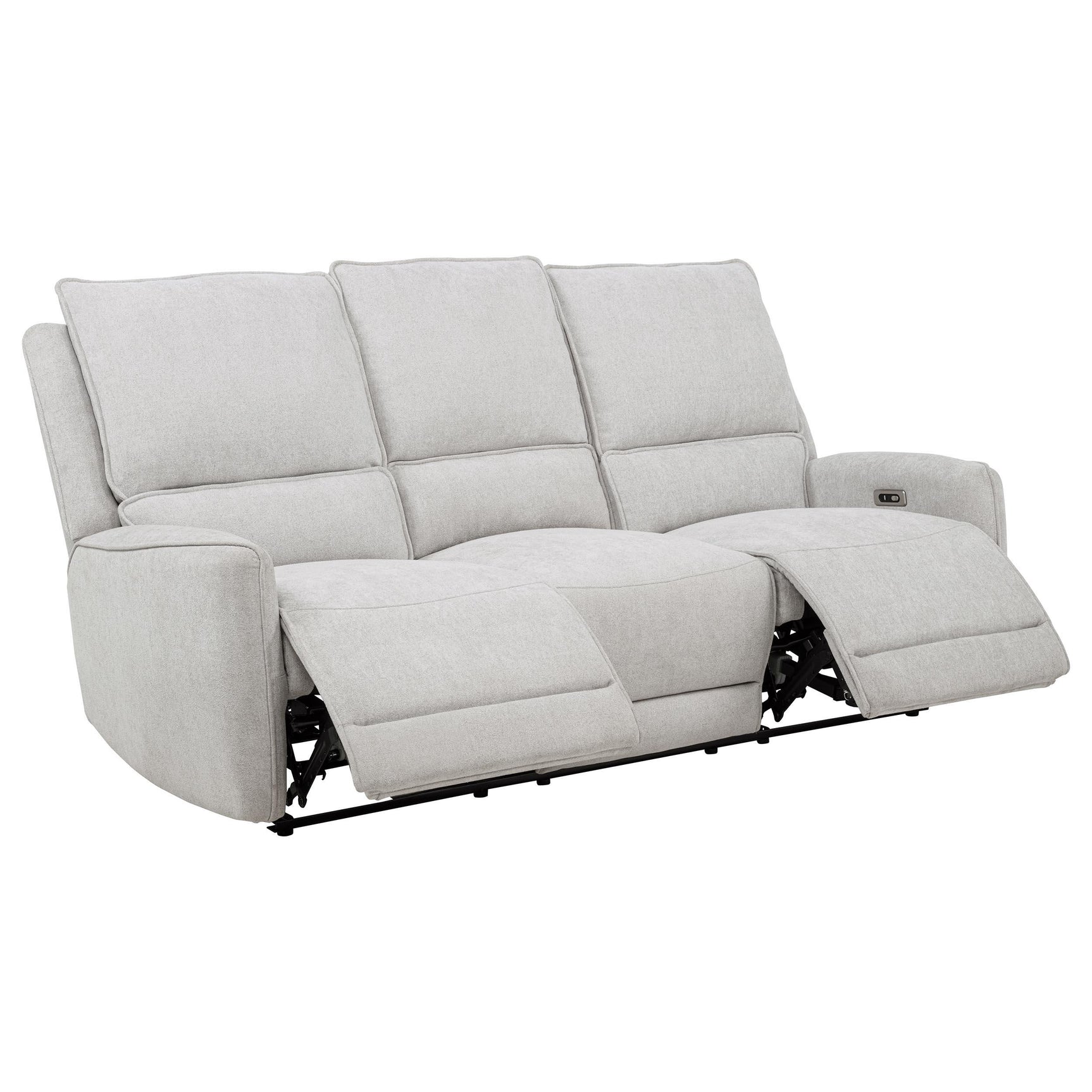 Power reclining loveseat showing side profile and recline mechanism