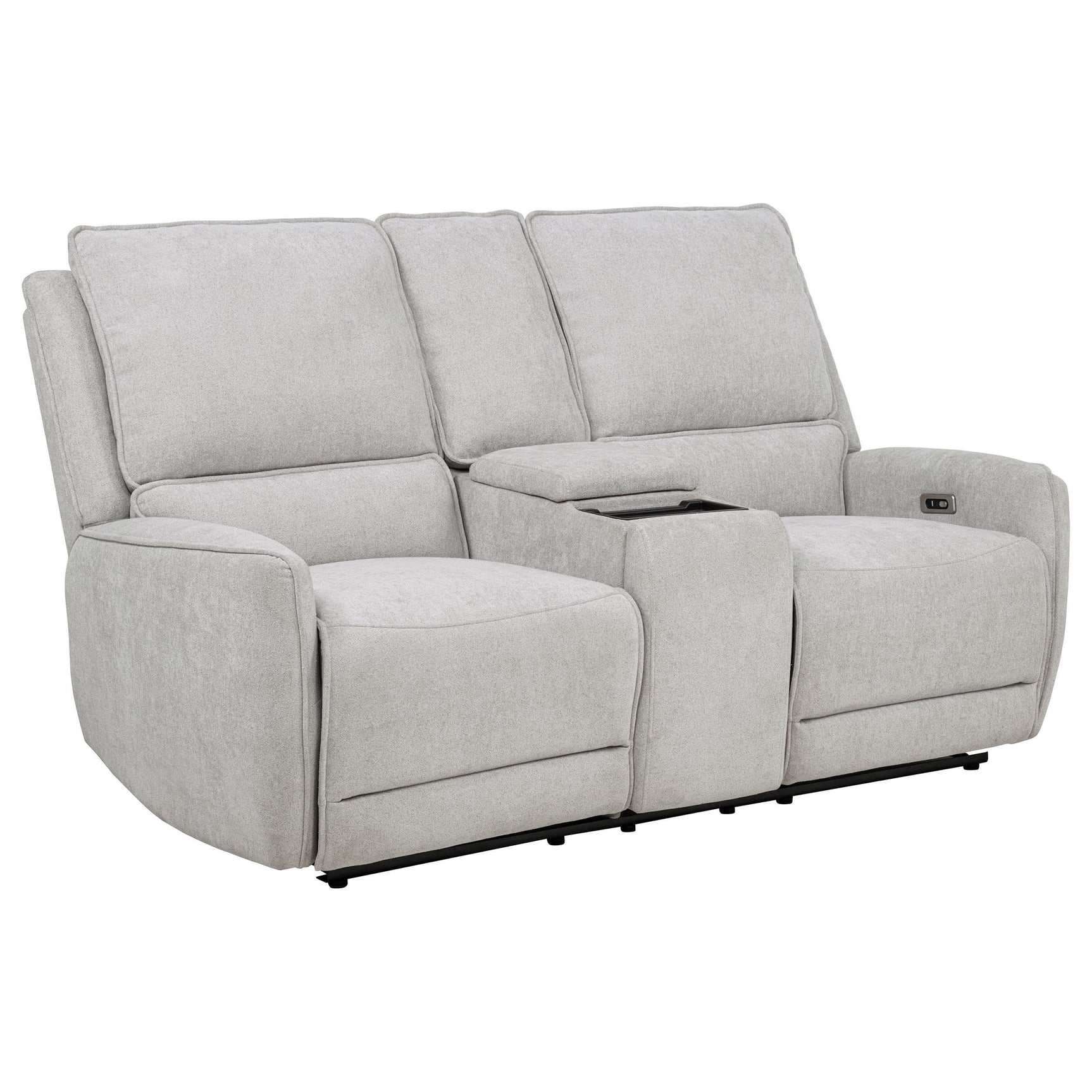 Relaxed recline position of loveseat with extended footrest