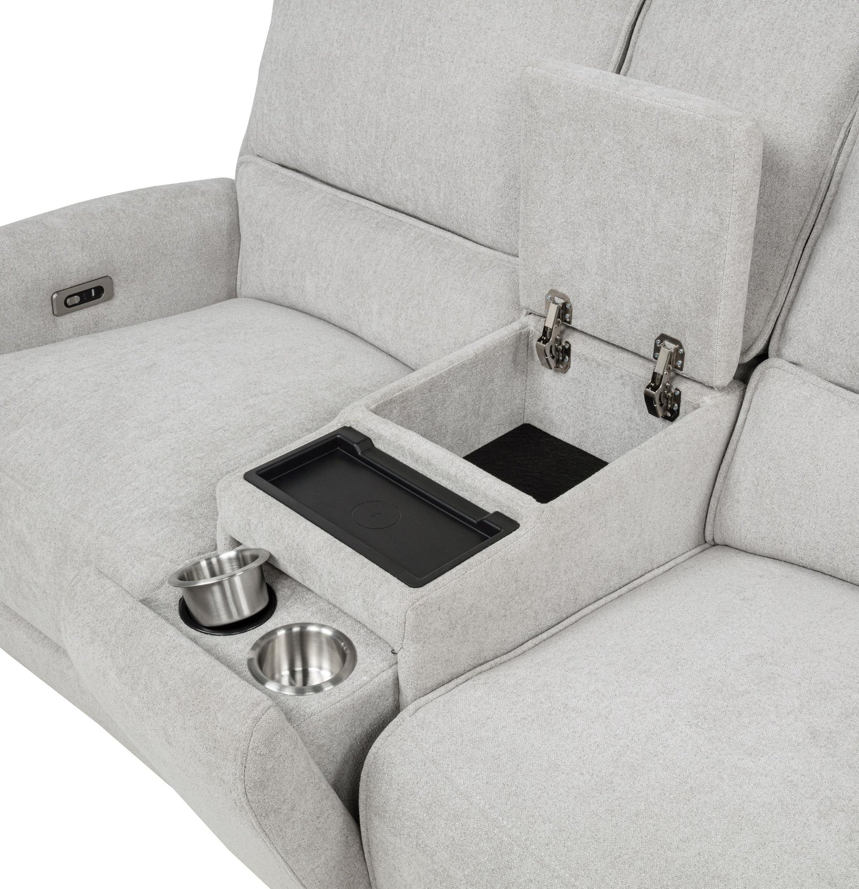 Power reclining loveseat fully reclined