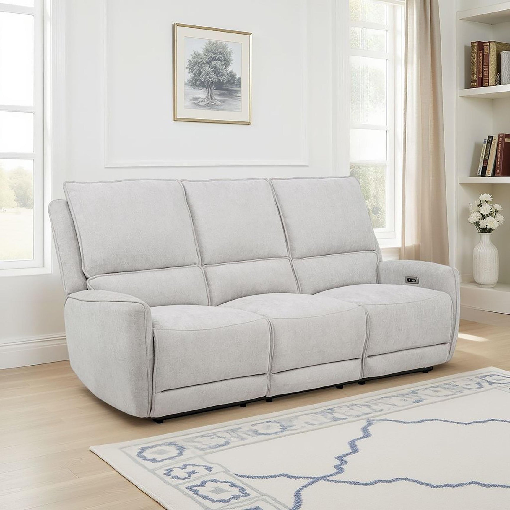 Sylmar reclining sofa side angle with power control visible