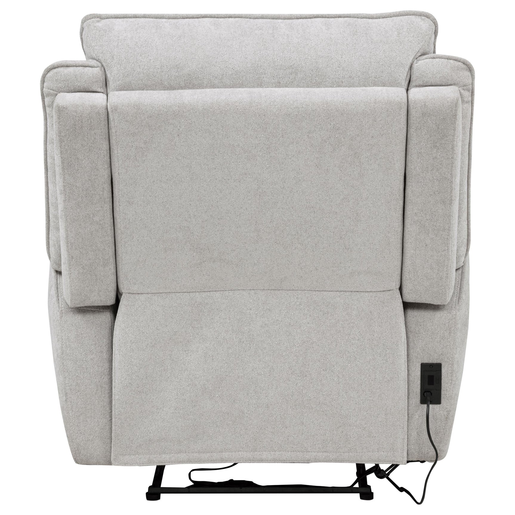 Side profile showing rounded armrests