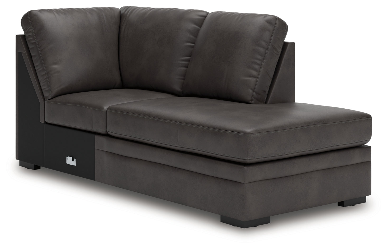 Living room view of Lofton-Pike Shadow sectional sofa with chaise