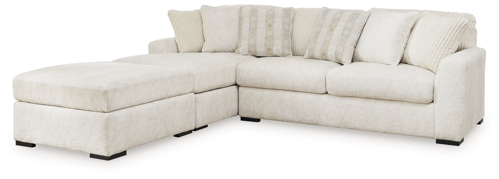 Close-up detail of ivory upholstery on sectional