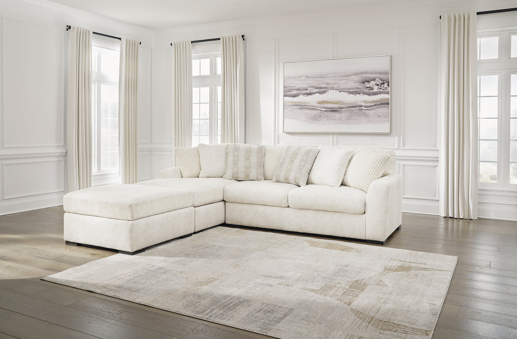 Side view of Chessington Ivory sectional sofa
