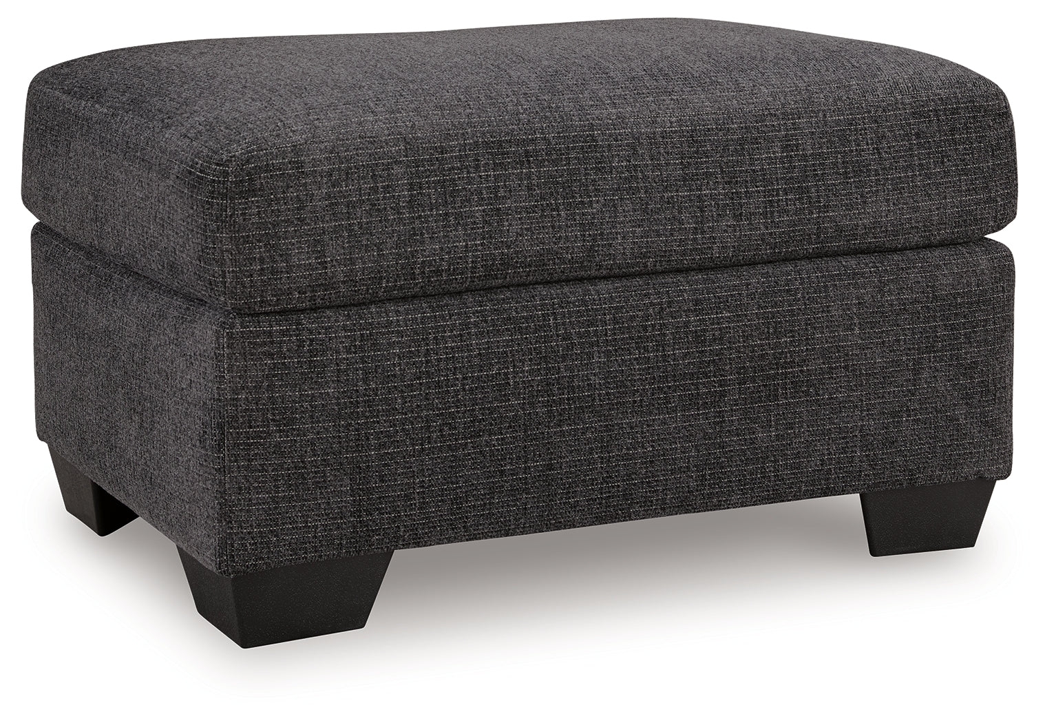Loreo Ottoman side view showing chenille fabric texture