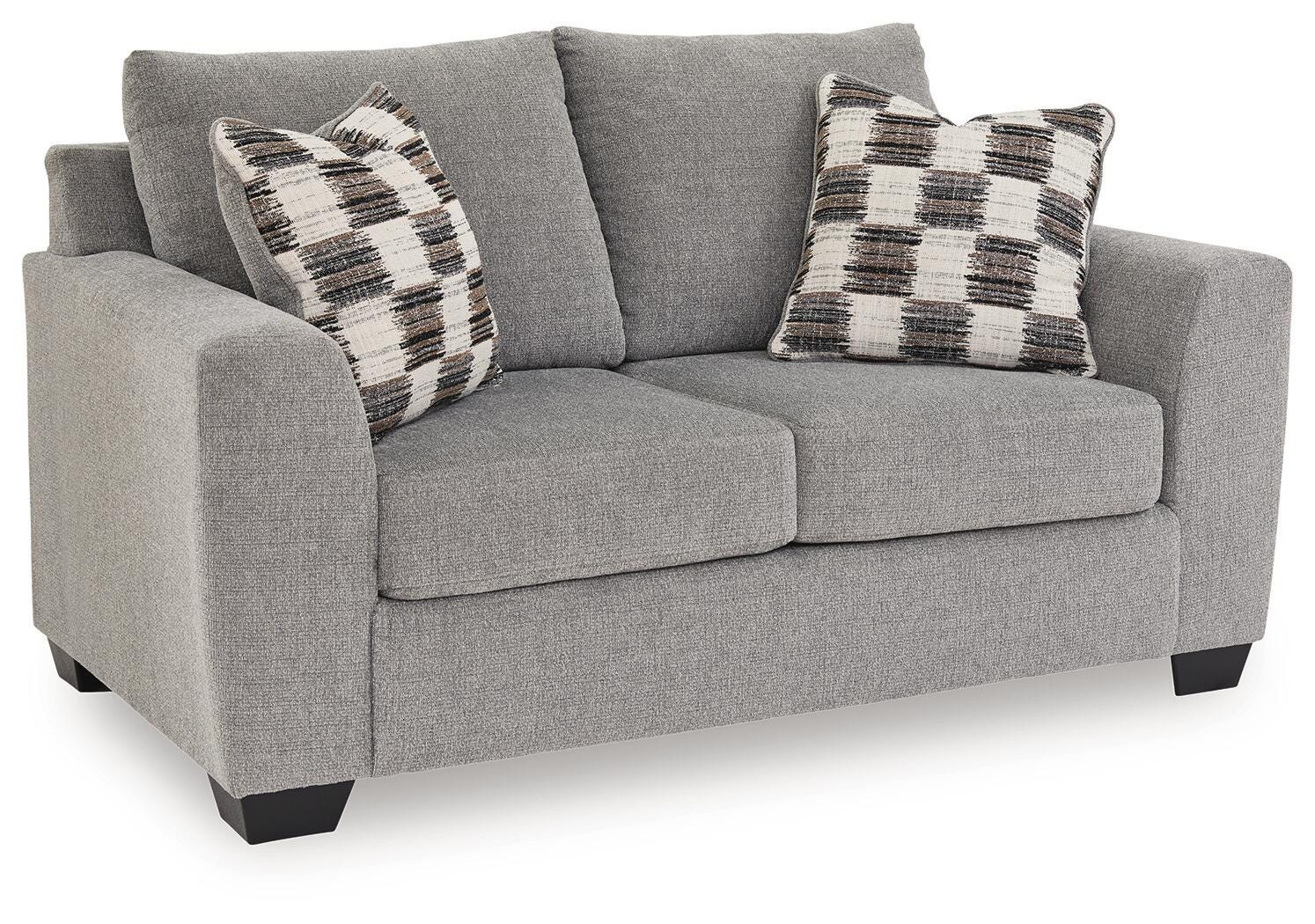 Loreo Flint Chenille Loveseat angled view
