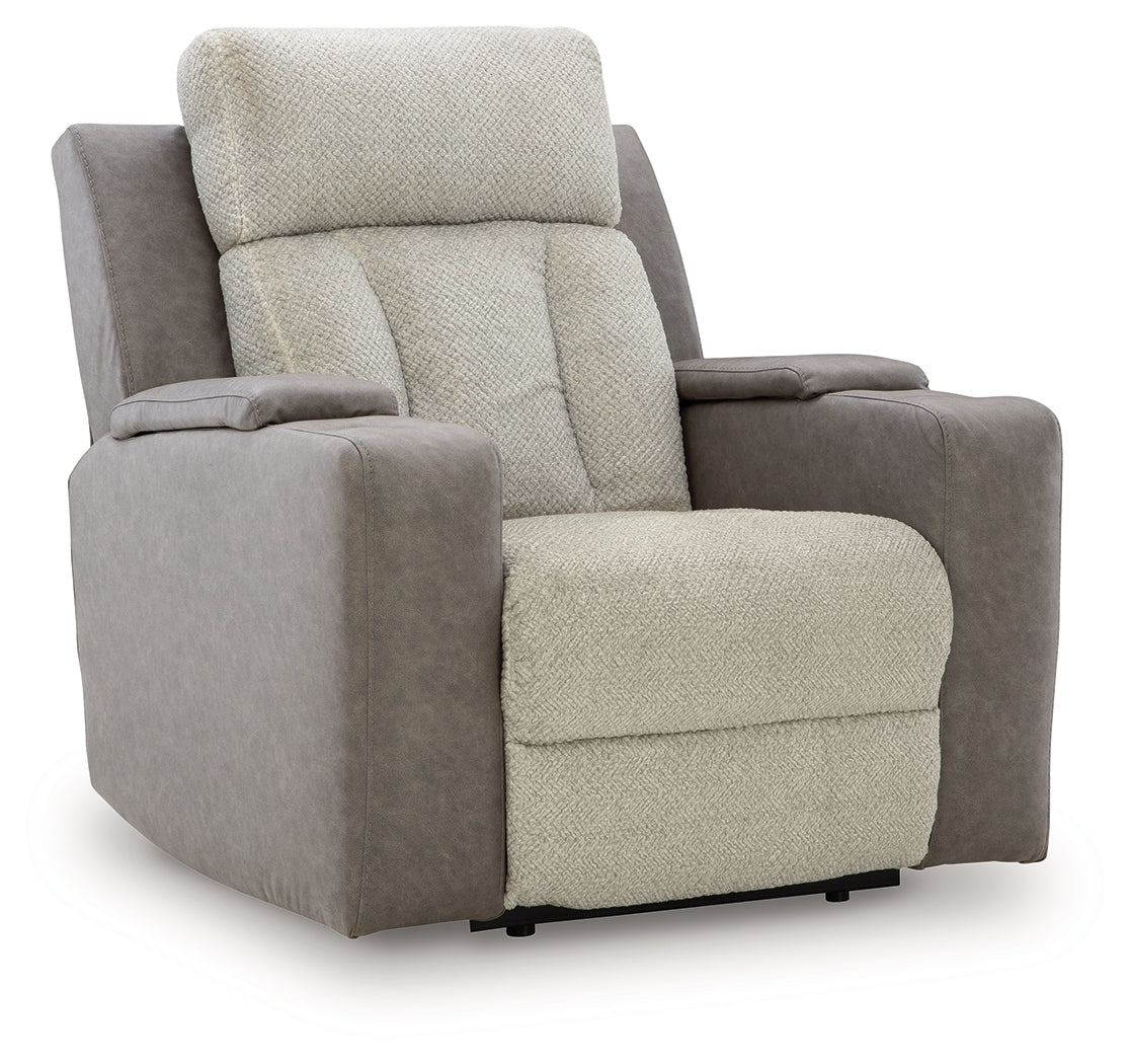 WhipLash Sisal Chenille Power Recliner side angle closed
