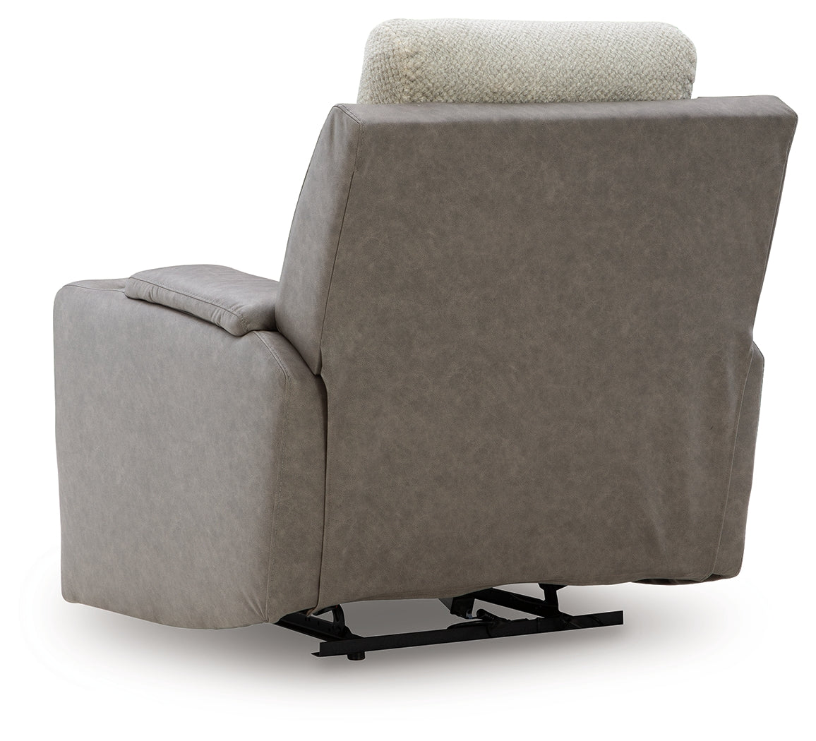 WhipLash Sisal Chenille Power Recliner side view showing upholstery