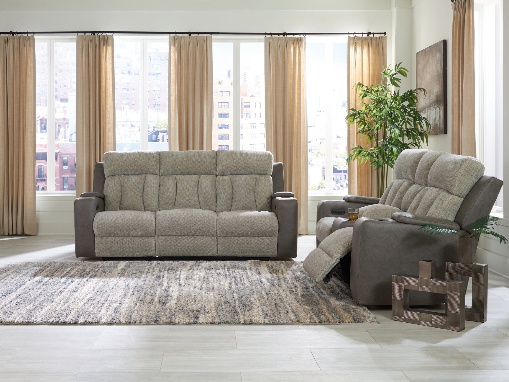 WhipLash Sisal Loveseat angled view with headrest