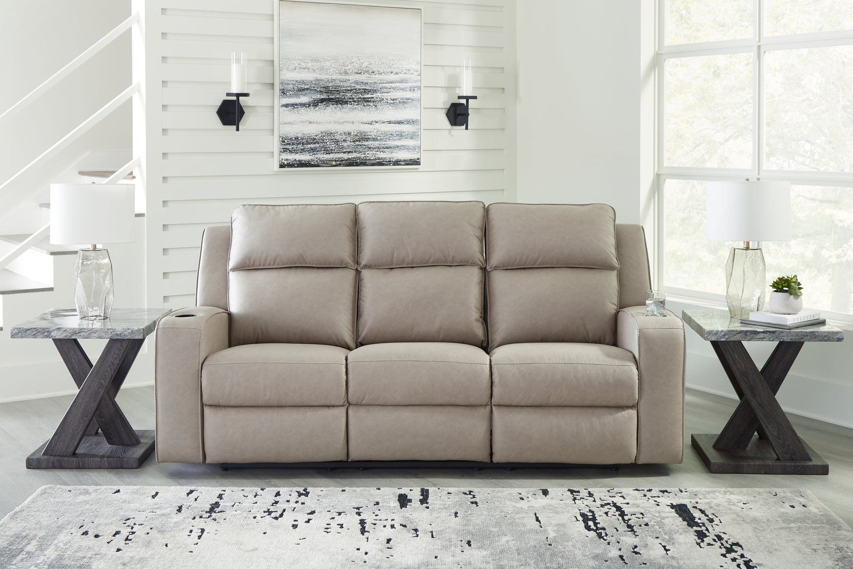 Lavenhorne Pebble reclining sofa set front view