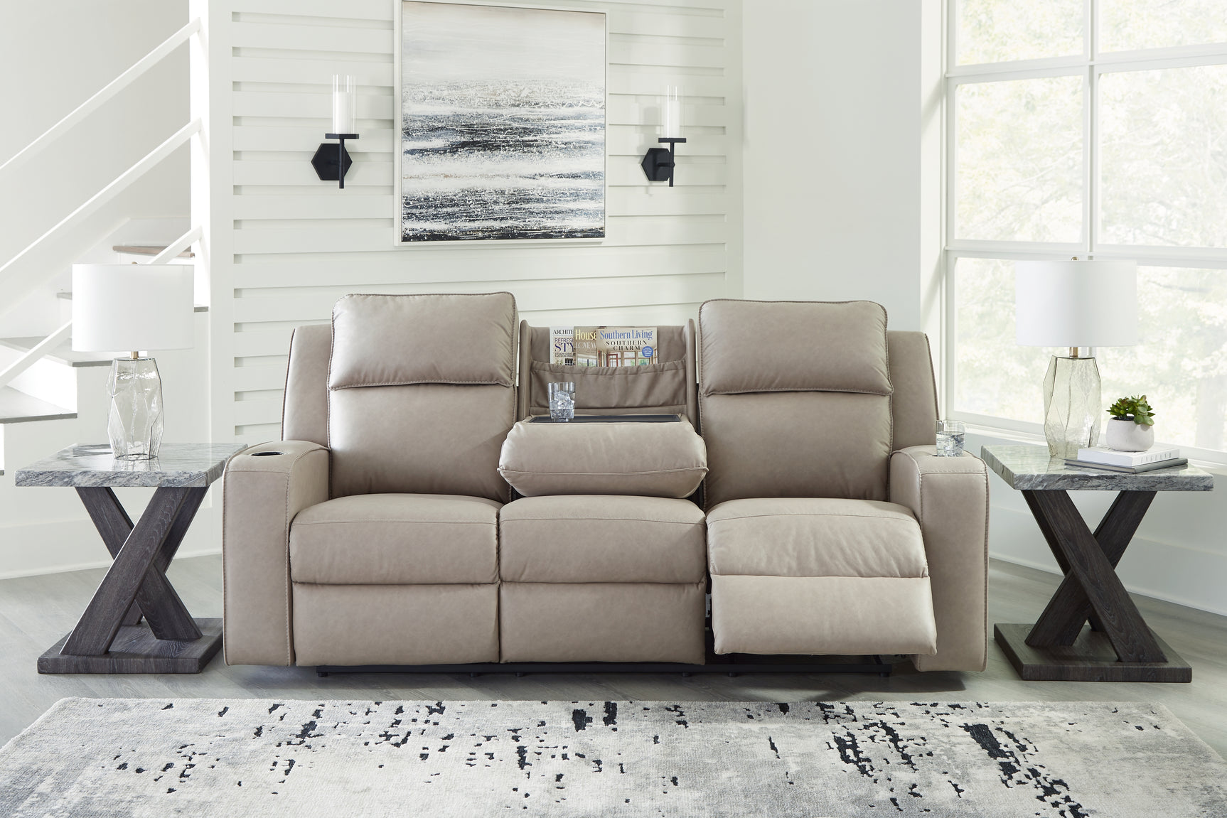Lavenhorne Pebble reclining sofa set front view