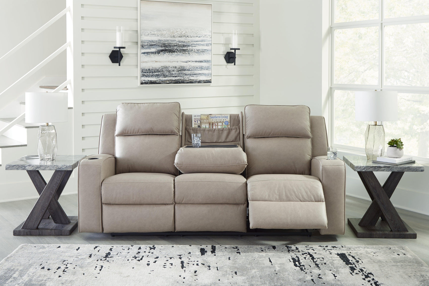 Lavenhorne Pebble sofa fully reclined open position