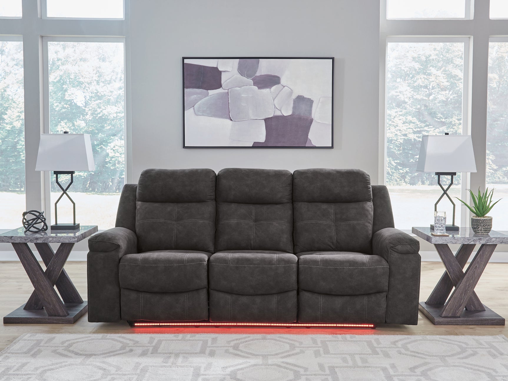 Brysonview Reclining Sofa base LED red light close-up