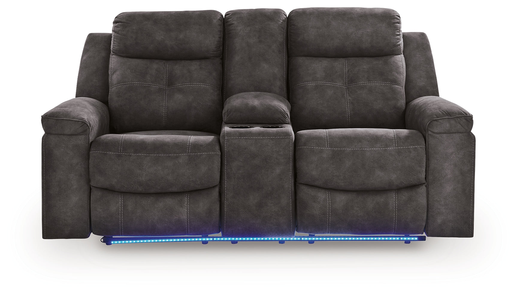 Brysonview loveseat LED lighting blue color on front