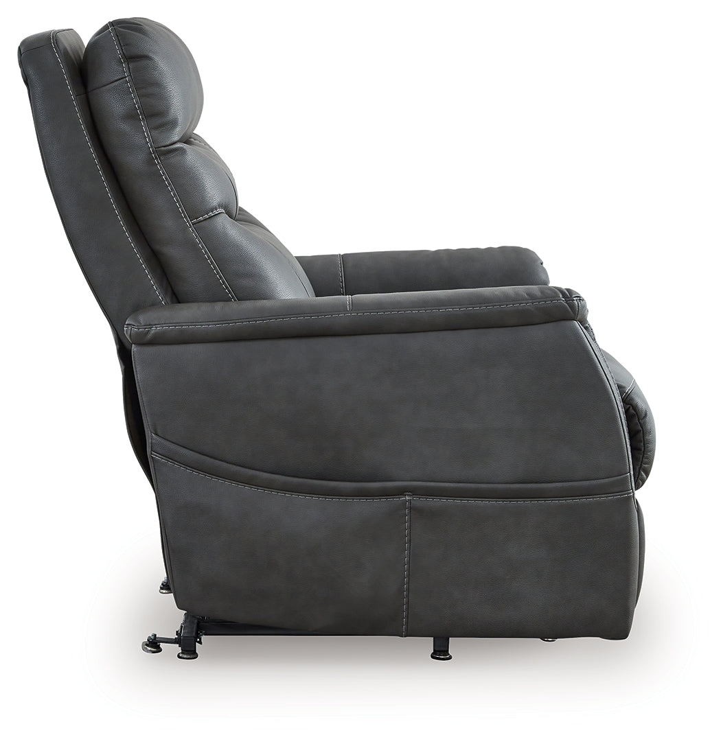 Strawbill Shadow Faux Leather Power Lift Recliner side profile