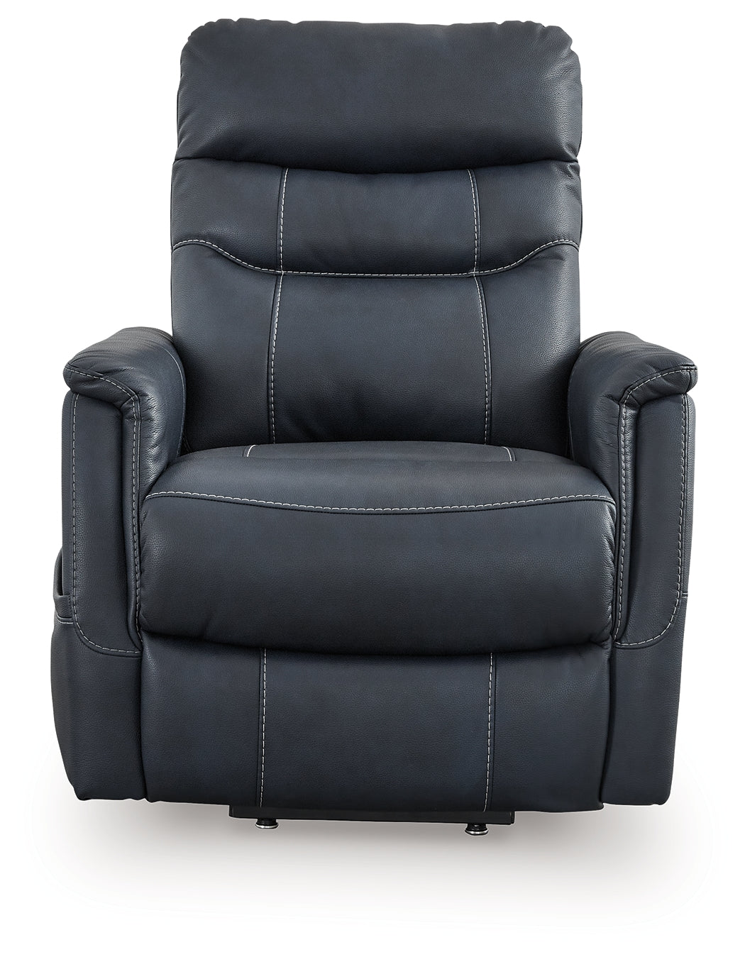 Reclined position of Strawbill Sapphire Faux Leather Power Lift Recliner