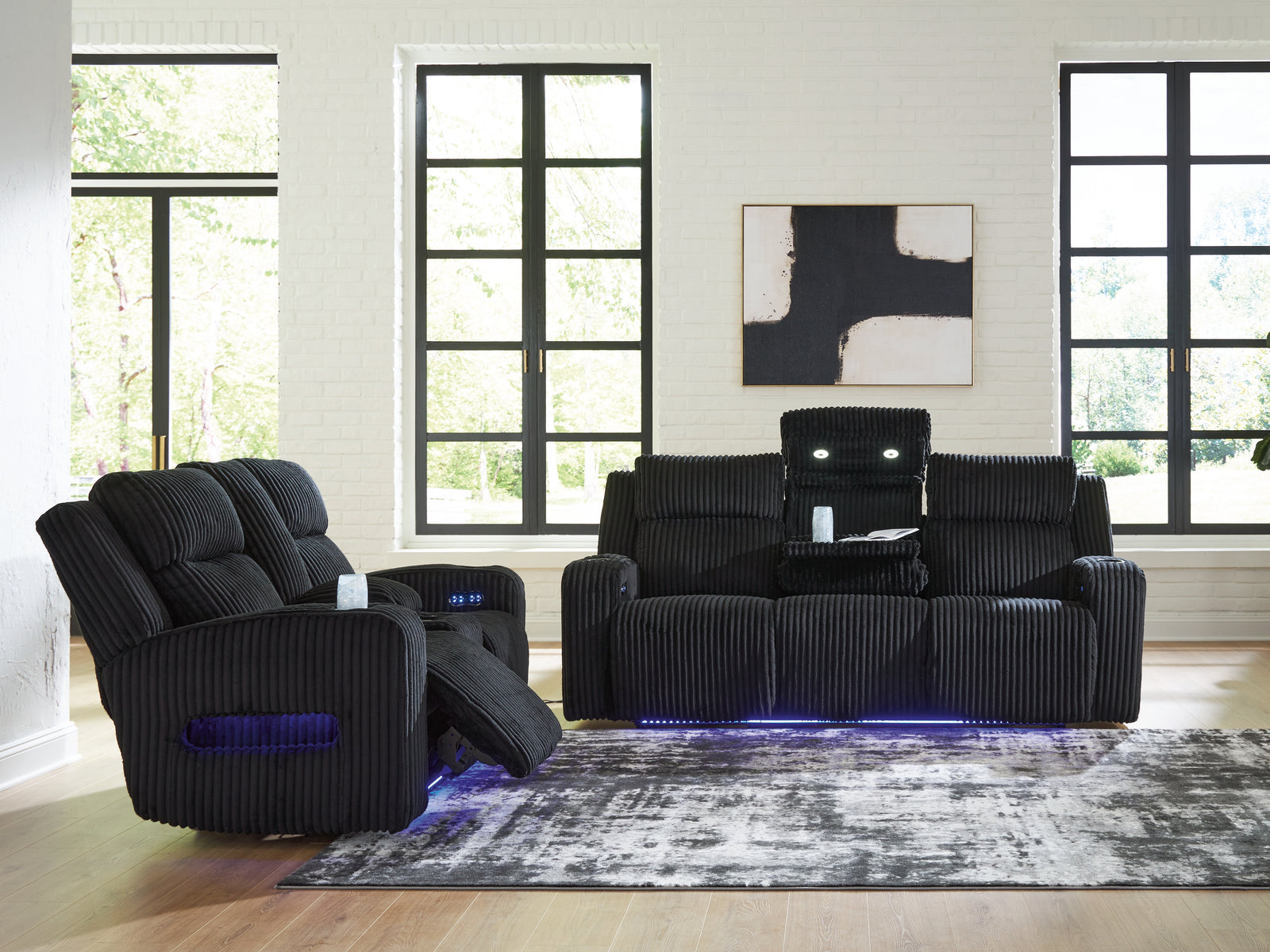 Forest Black Lake Sofa and Loveseat