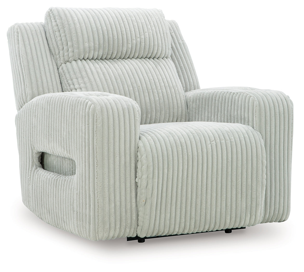 Side angle of Forest Lake Alloy Chenille Velvet Power Recliner