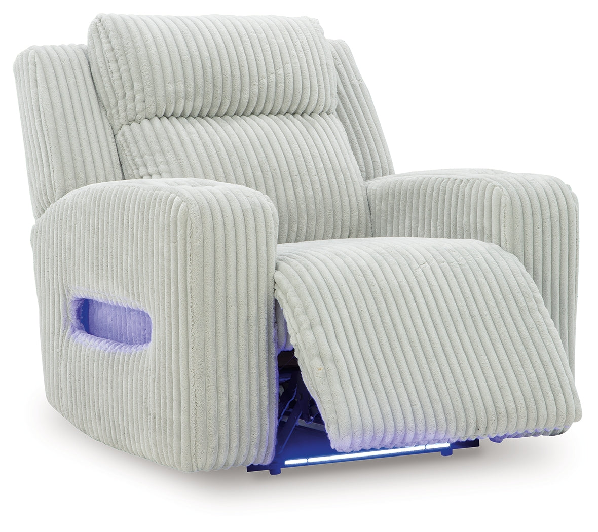 Reclined position of Forest Lake Alloy Chenille Velvet Power Recliner