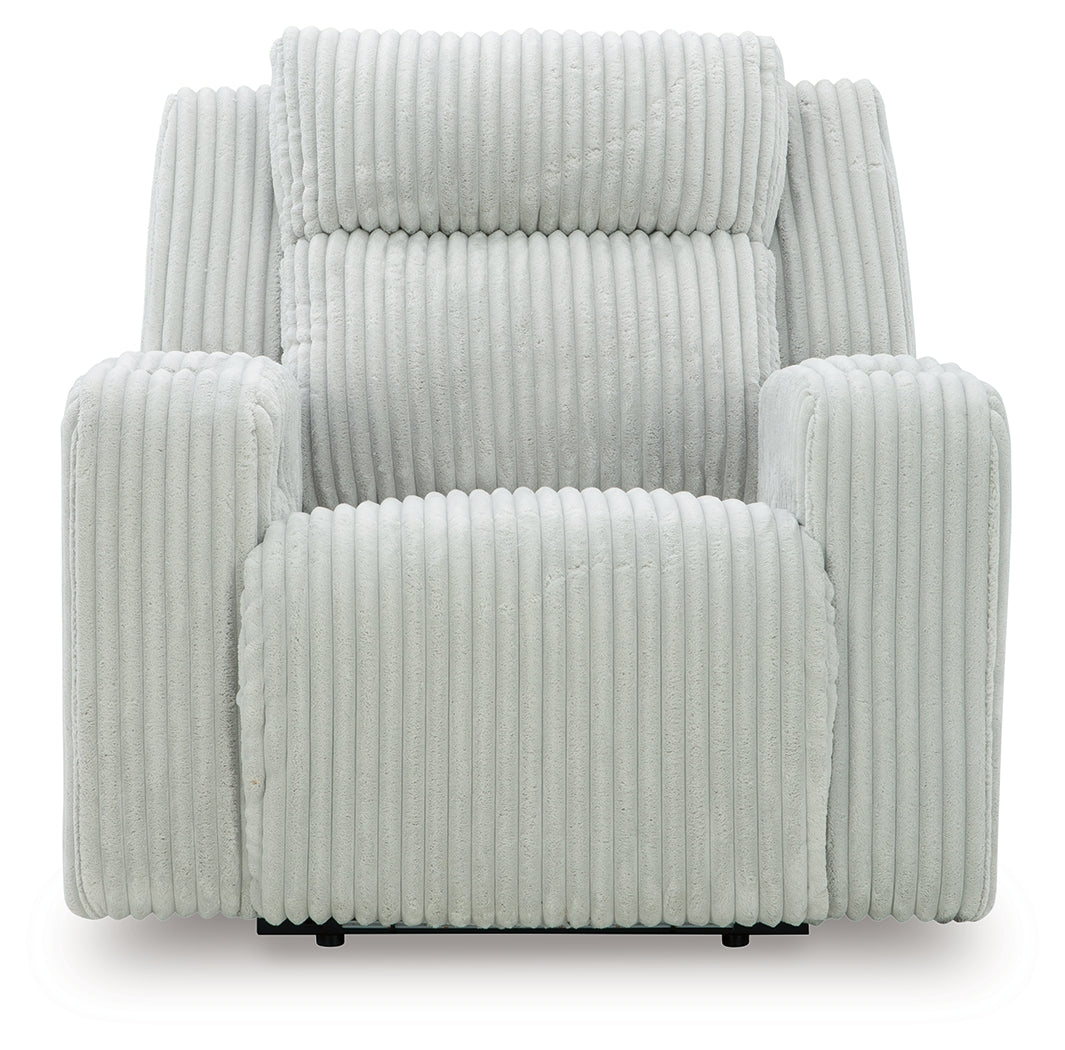 Front view showing upholstery of Forest Lake Alloy Chenille Velvet Power Recliner