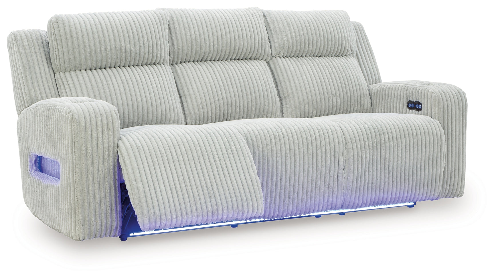 Forest Lake sofa side angle with recliner open