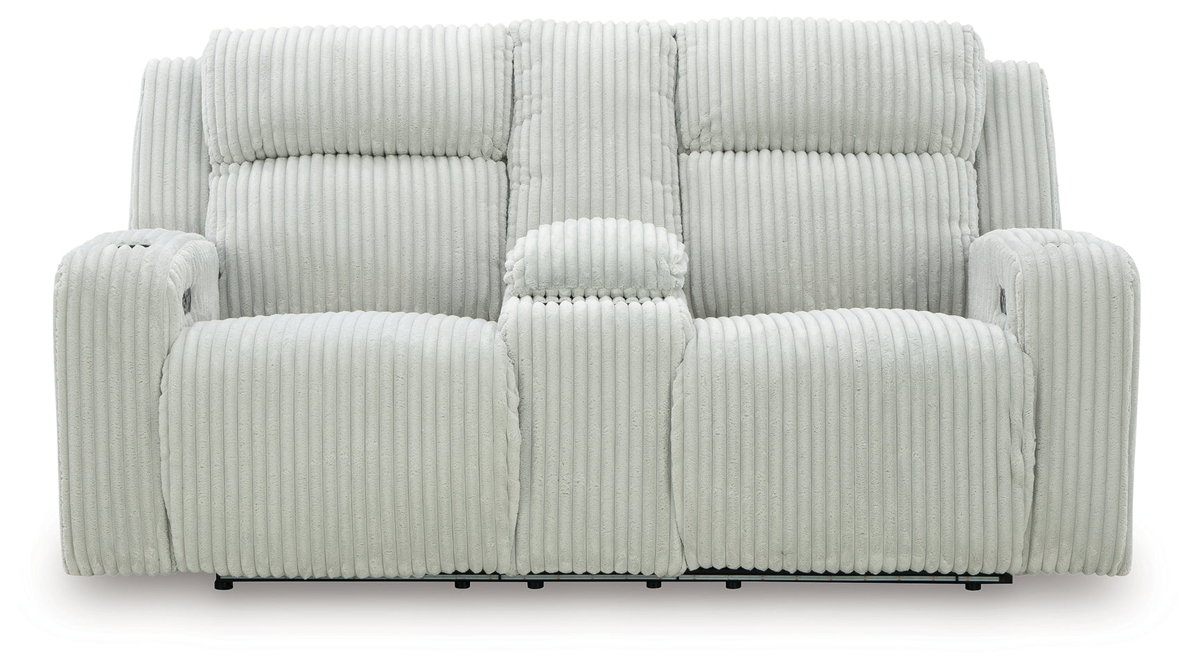 Close-up of adjustable power headrest on Forest Lake Loveseat