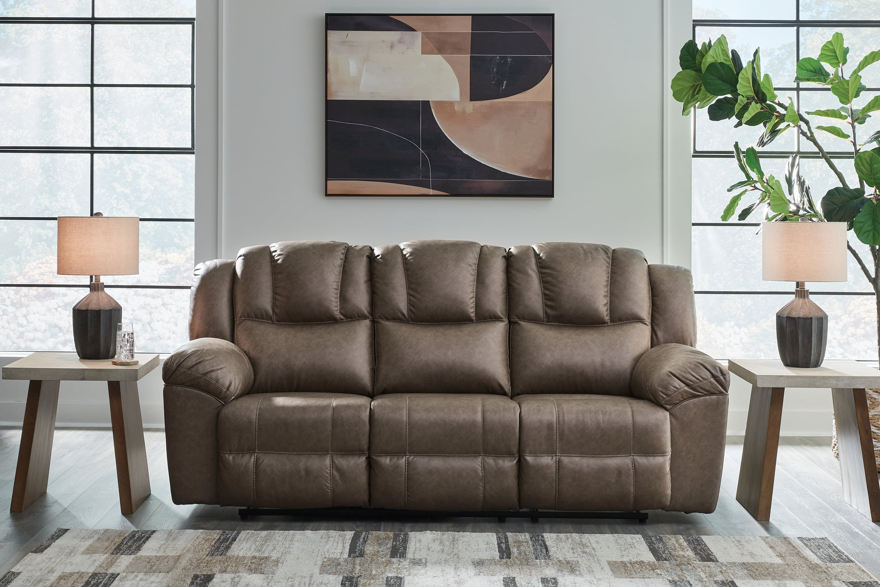 Lowilla Driftwood Reclining Sofa and Loveseat set front view