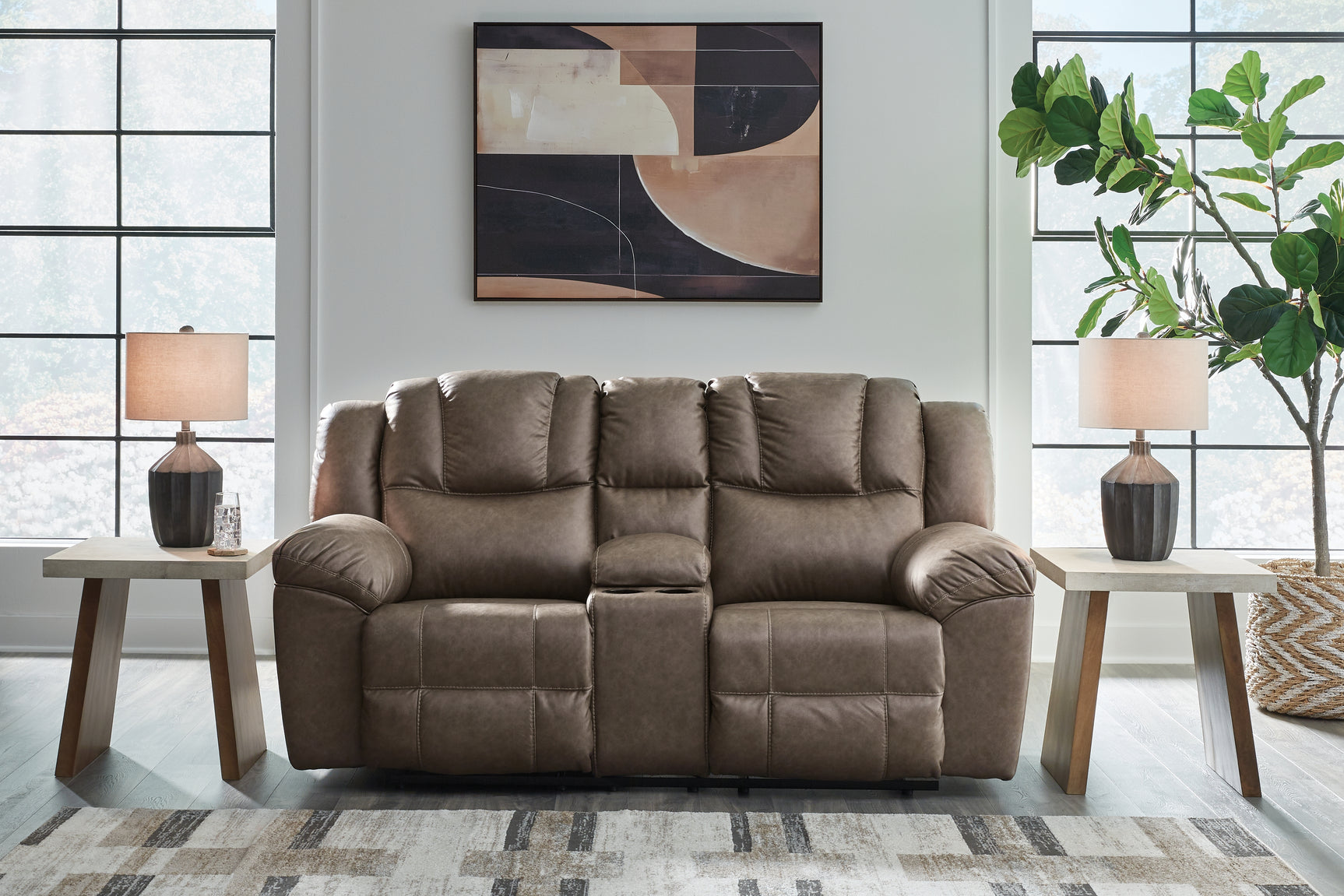Lowilla Driftwood Reclining Sofa and Loveseat set front view