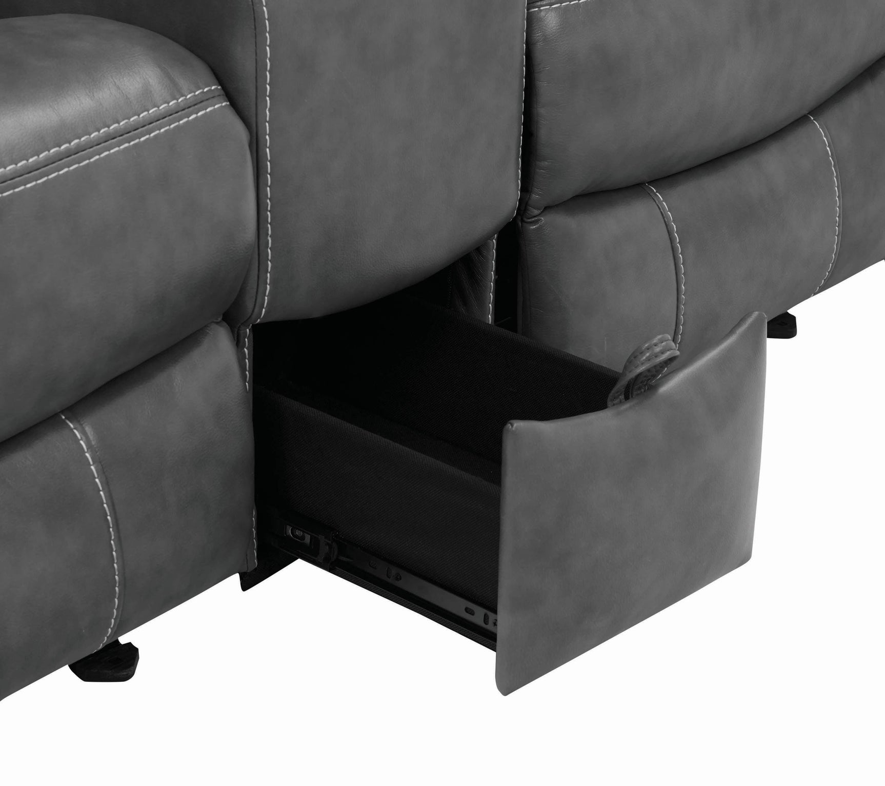 Top view of seat cushions and armrests on Conrad loveseat