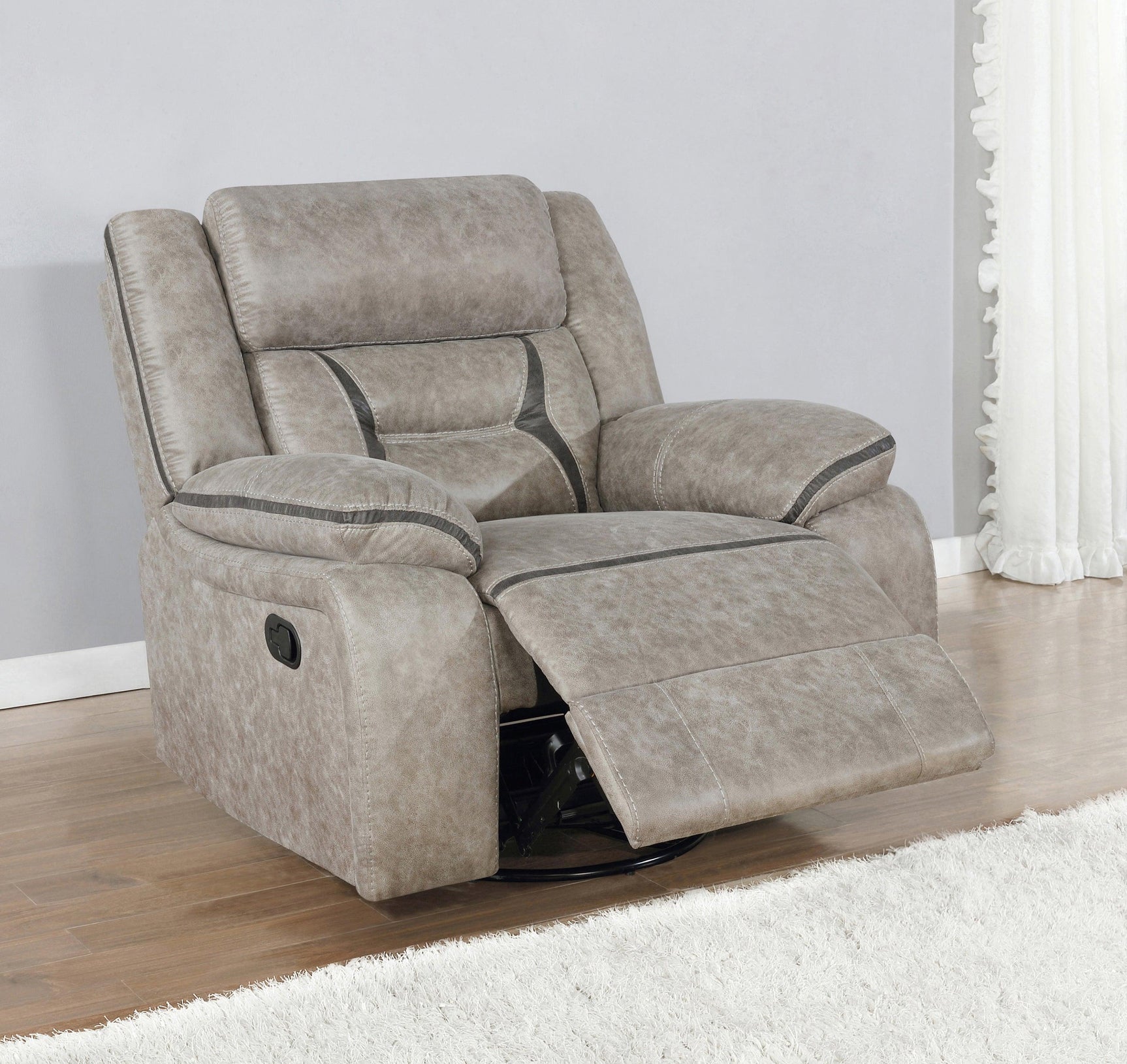 Greer Upholstered Tufted Back Glider Recliner side angle