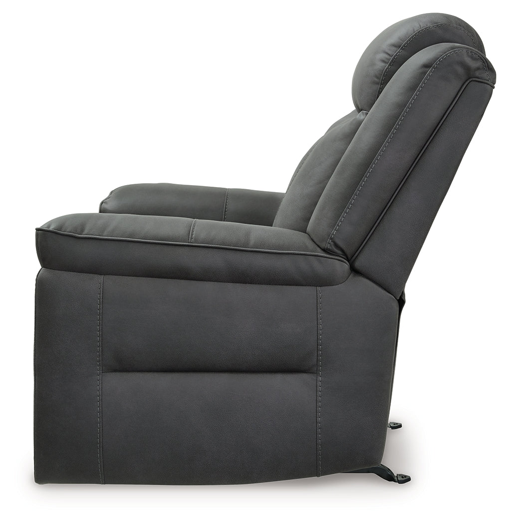Alternate side view of Status Check Shadow recliner