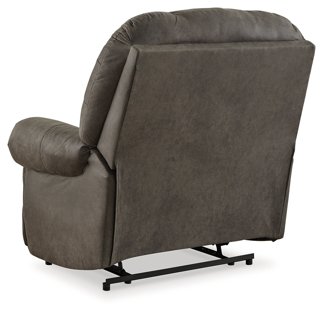 Camera Time Gunmetal Faux Leather Recliner back view