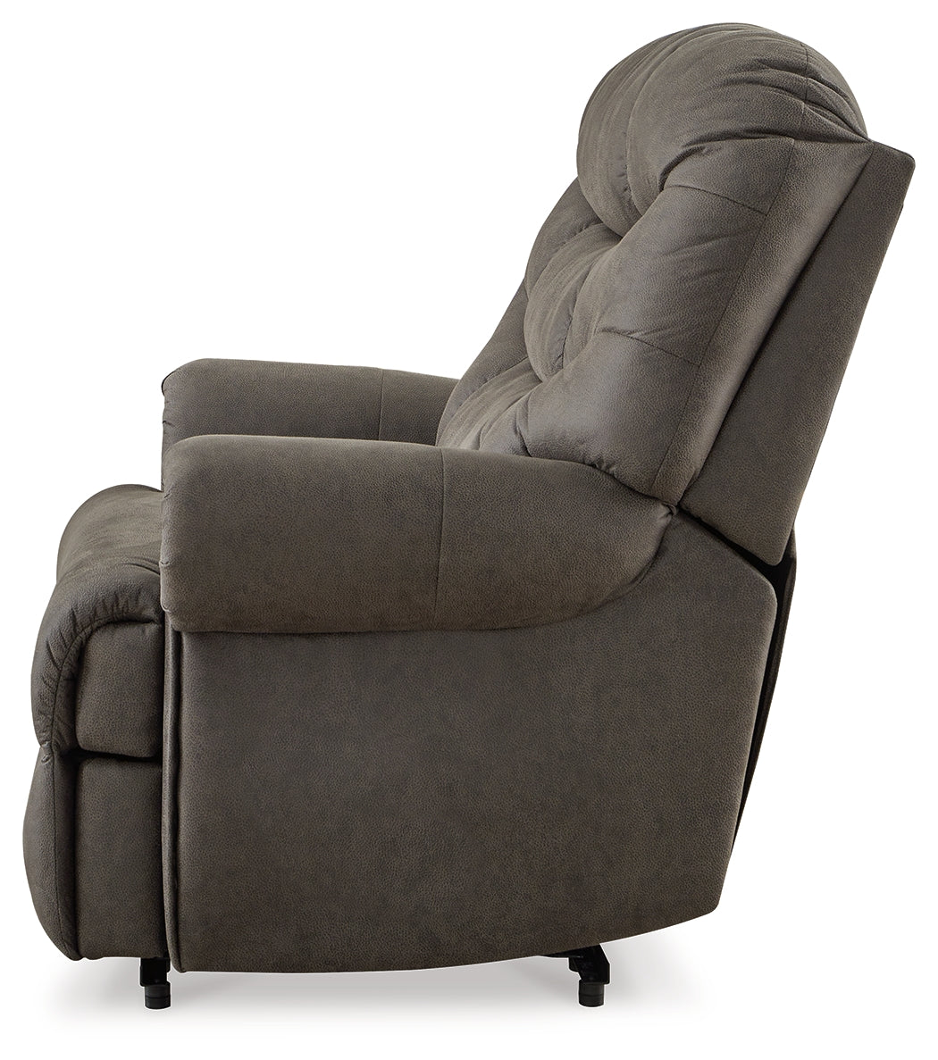 Camera Time Gunmetal Faux Leather Recliner side angle view