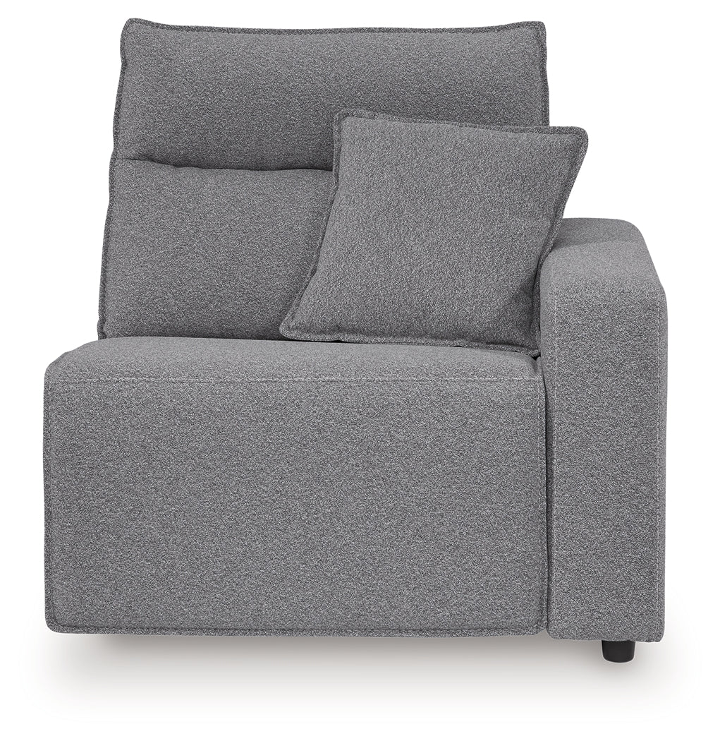 Right-arm facing power recliner close-up