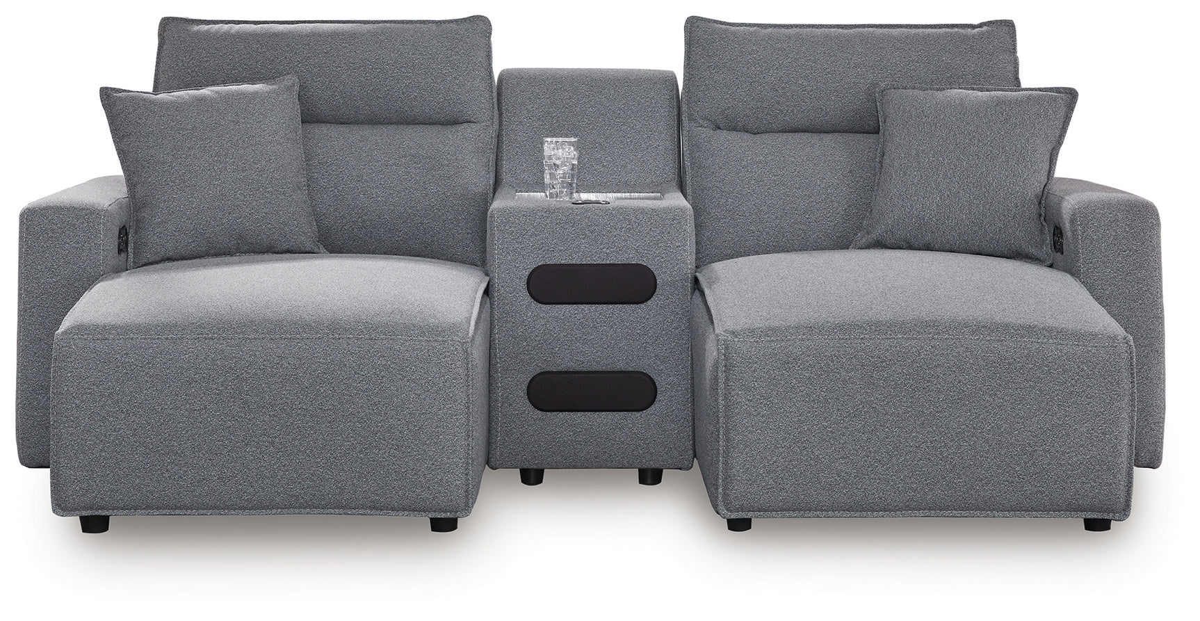 Power reclining chaise and console side view