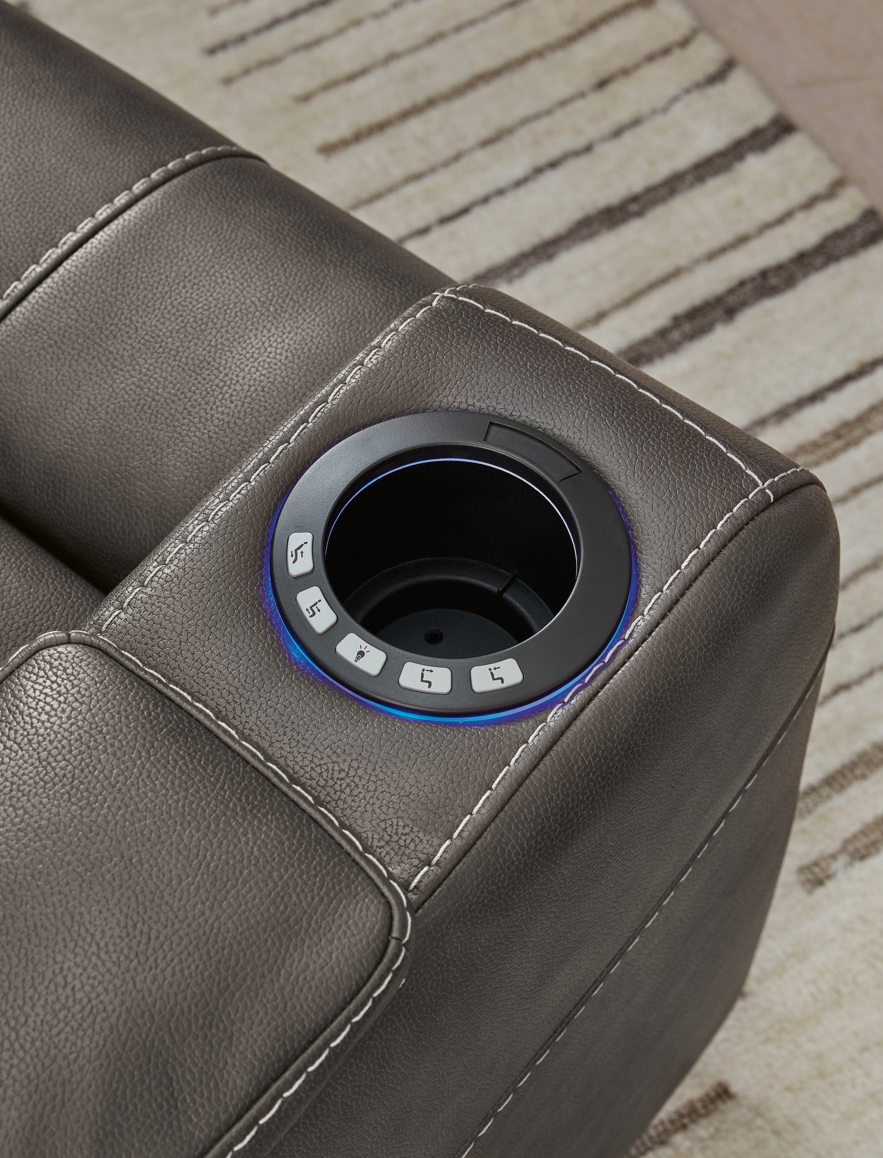 Armrest with storage and cup holder