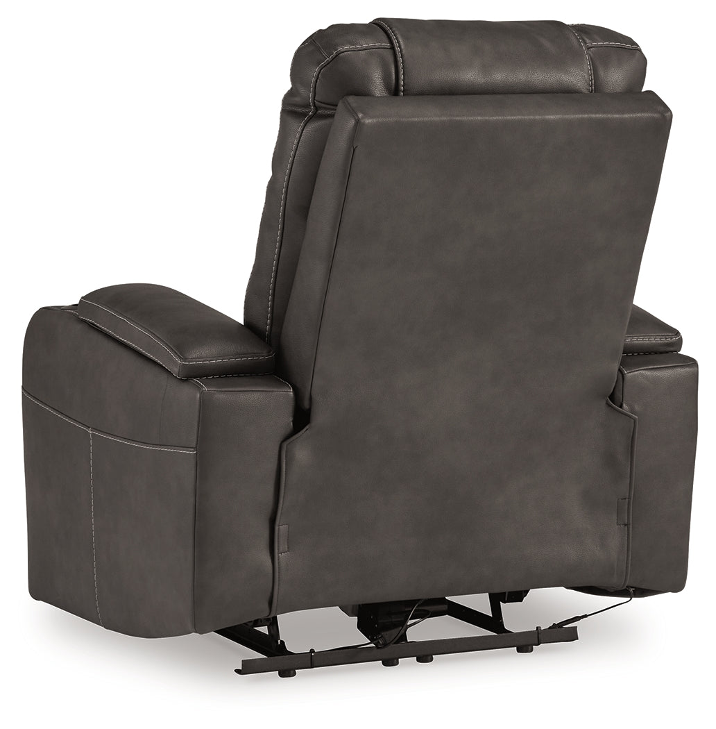 Rear view of Feazada Shadow Faux Leather Power Recliner