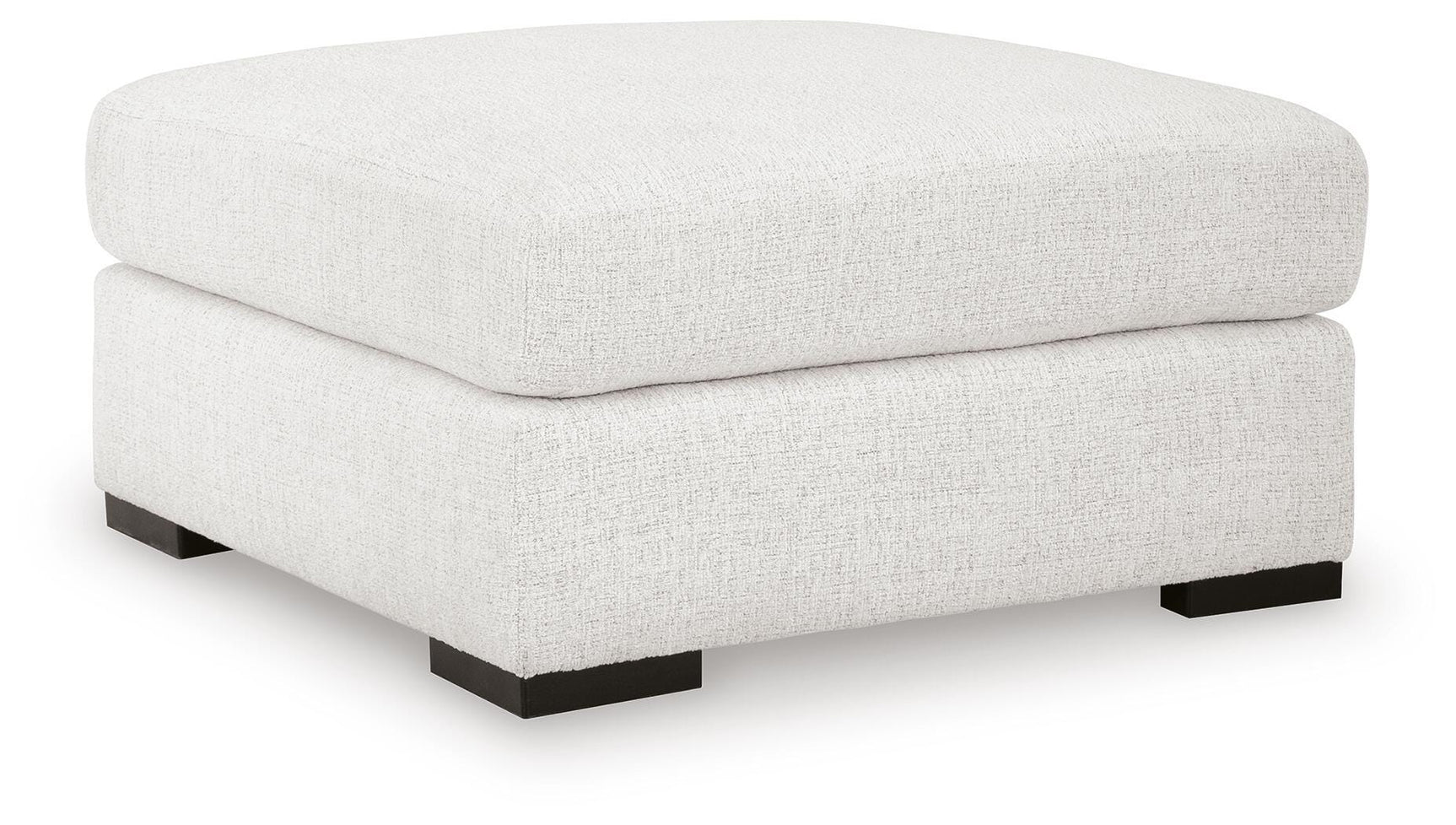 Misty-Lakes Chalk Performance Fabric,Next-Gen Nuvella™,Chenille Oversized Accent Ottoman angled view
