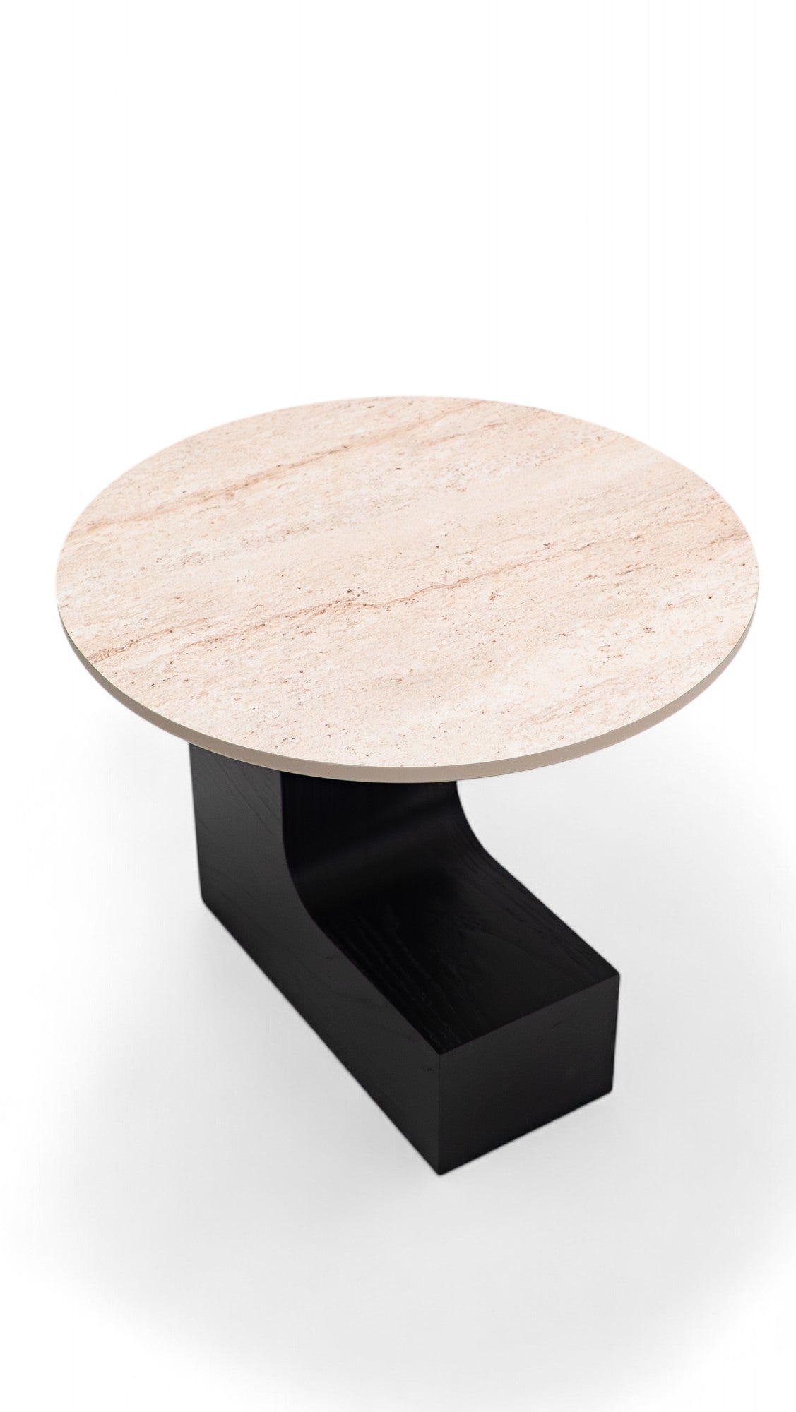 Jinna black travertine coffee table close-up of tabletop
