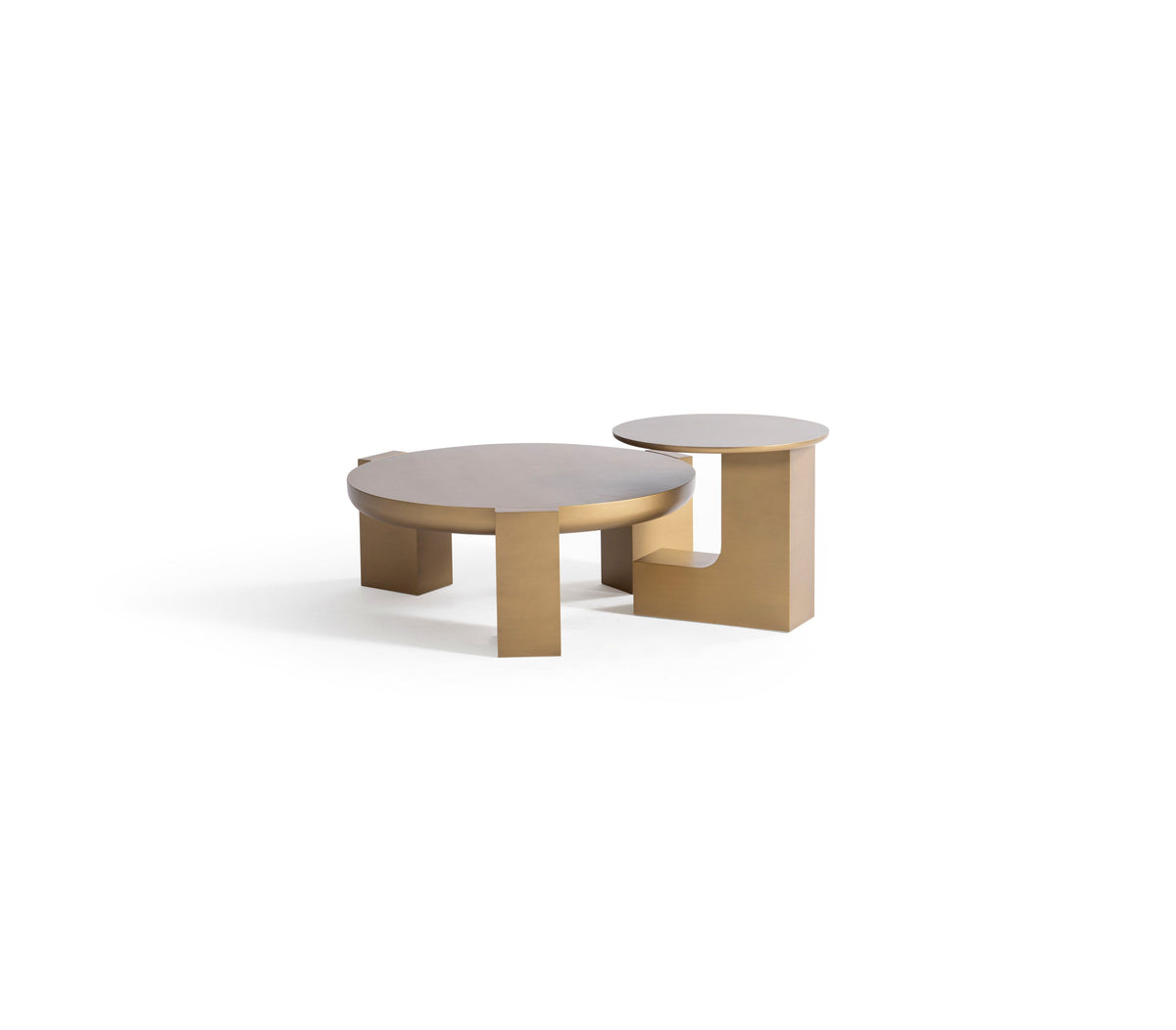 Jinna Gold Coffee and End Table set angled view