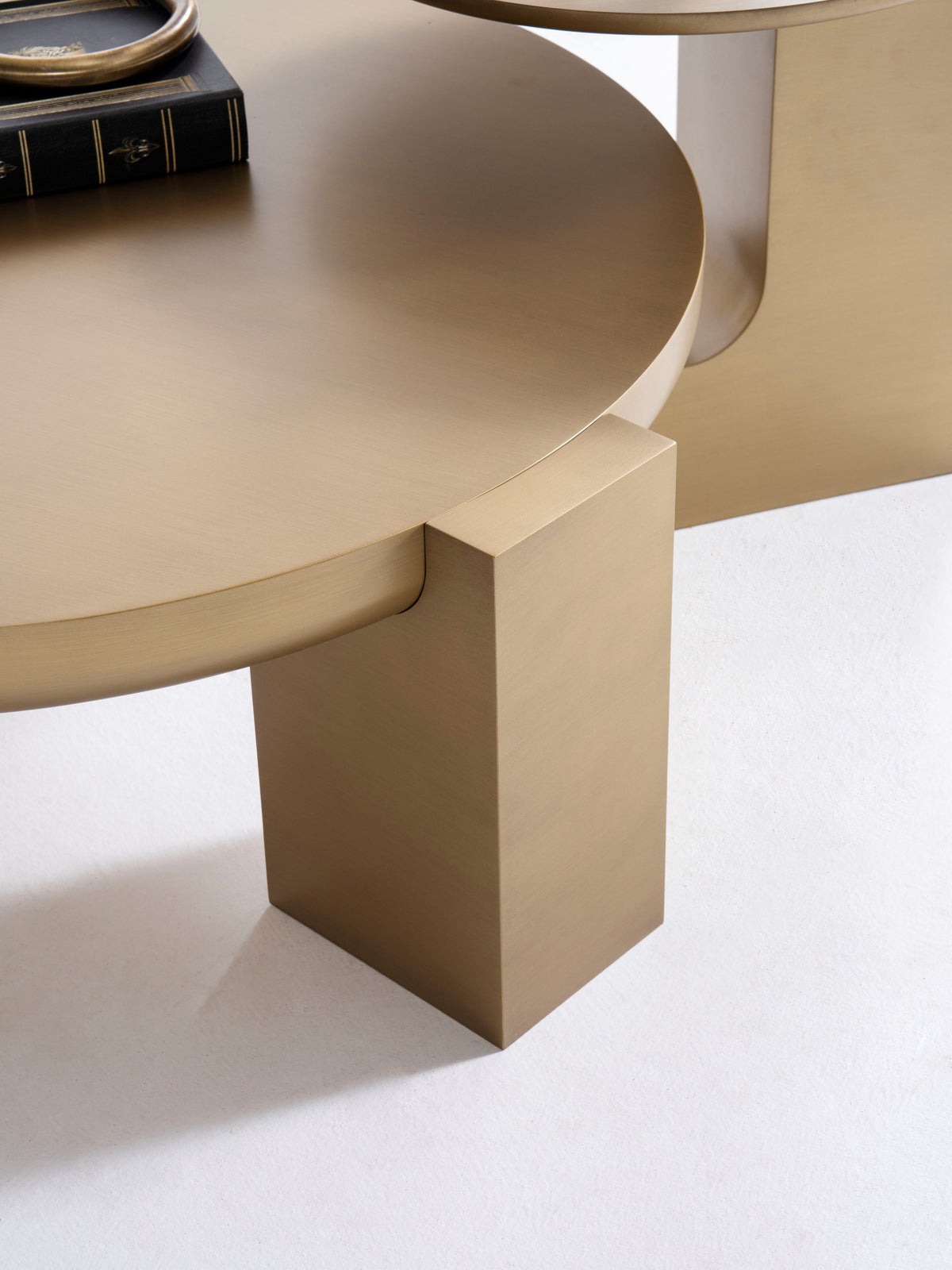 Detailing of gold patina on coffee table corner