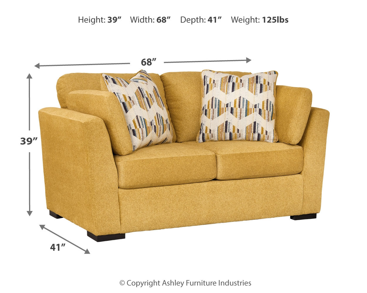 Keerwick Sunflower sofa set including sofa, loveseat, chair, and ottoman