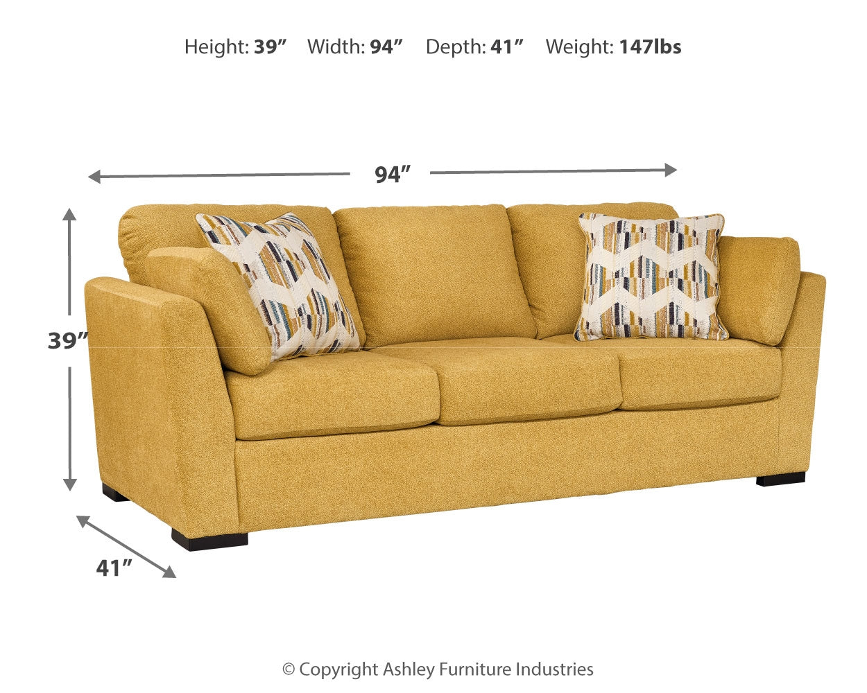 Keerwick Sunflower sofa set including sofa, loveseat, chair, and ottoman