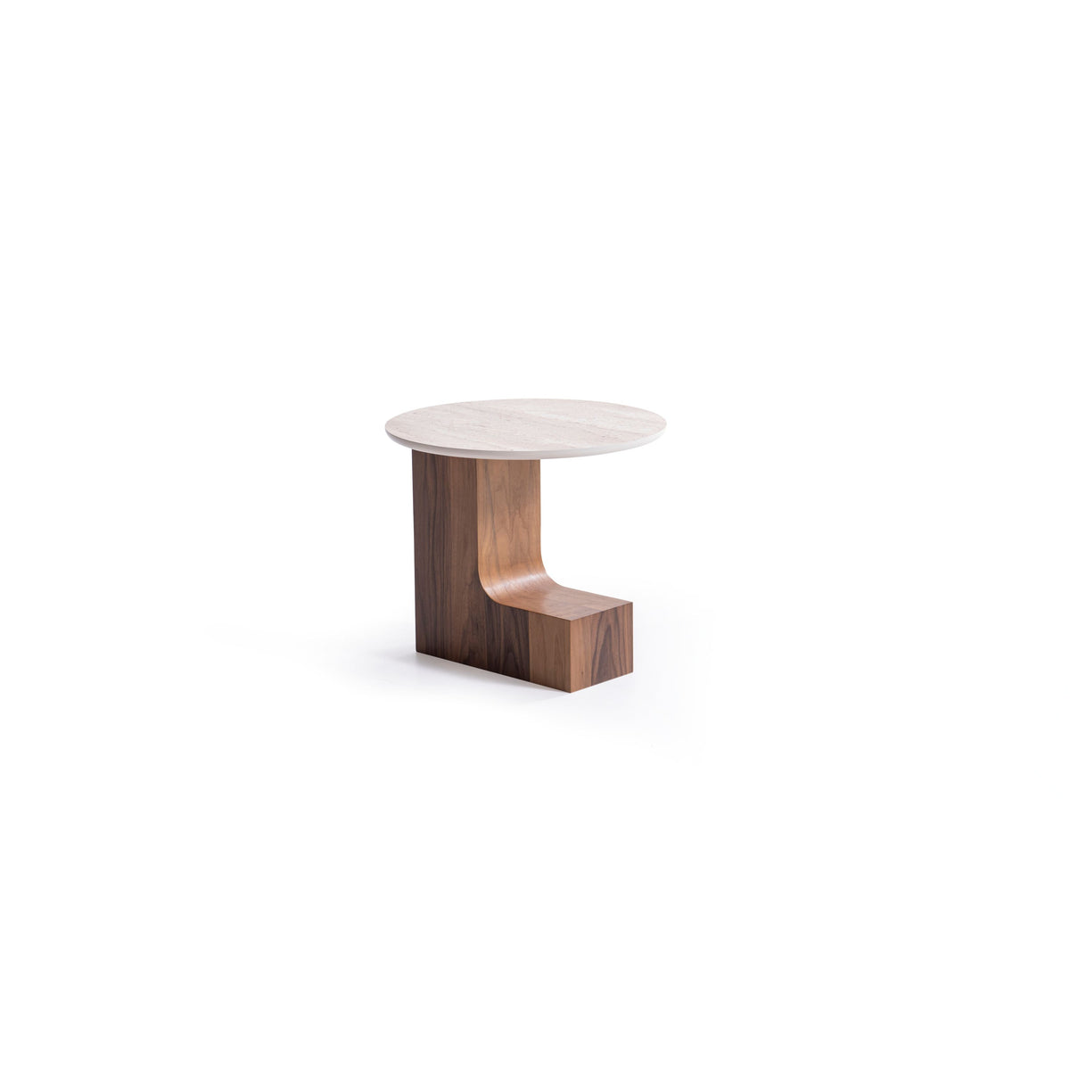 Full set of walnut and travertine coffee and end tables